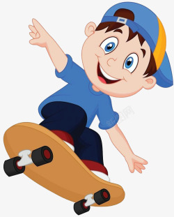手绘滑板车开心玩滑板高清图片