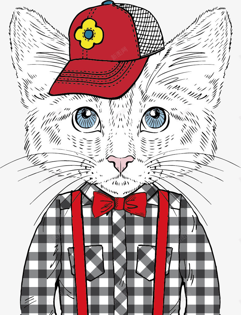 可爱戴帽子的小猫矢量图ai免抠素材_88icon https://88icon.com 创意 卡通 可爱 小猫 彩色图 戴帽子 手绘 手绘图 矢量图