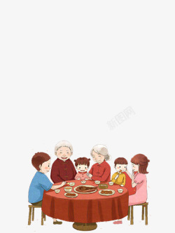 吃饭的一家人一家人团圆吃家常便饭高清图片