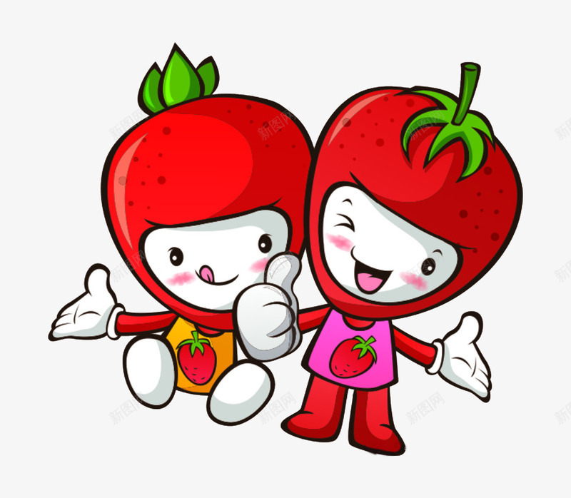 卡通草莓姐妹png免抠素材_88icon https://88icon.com 双胞胎 姐妹 水果 草莓
