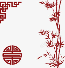 装饰红色竹子春节元素素材