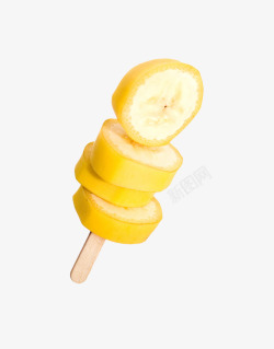 雪糕棍插在小棍上的香蕉高清图片
