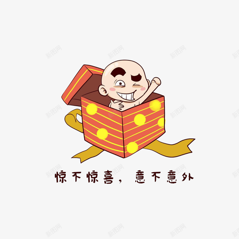 卡通礼物盒里的罐头小子png免抠素材_88icon https://88icon.com 光头小子 卡通手绘 眨眼可爱小表情 表情图