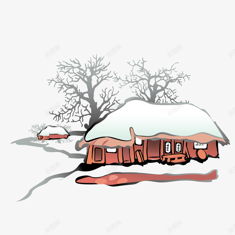 雪地木质小屋茅屋png免抠素材_88icon https://88icon.com 小屋 木质 村屋 茅屋 雪地