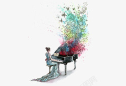 钢琴剪影钢琴键盘爵士乐高清图片