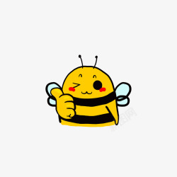 黄色白色长翅膀卡通点赞的小蜜蜂高清图片