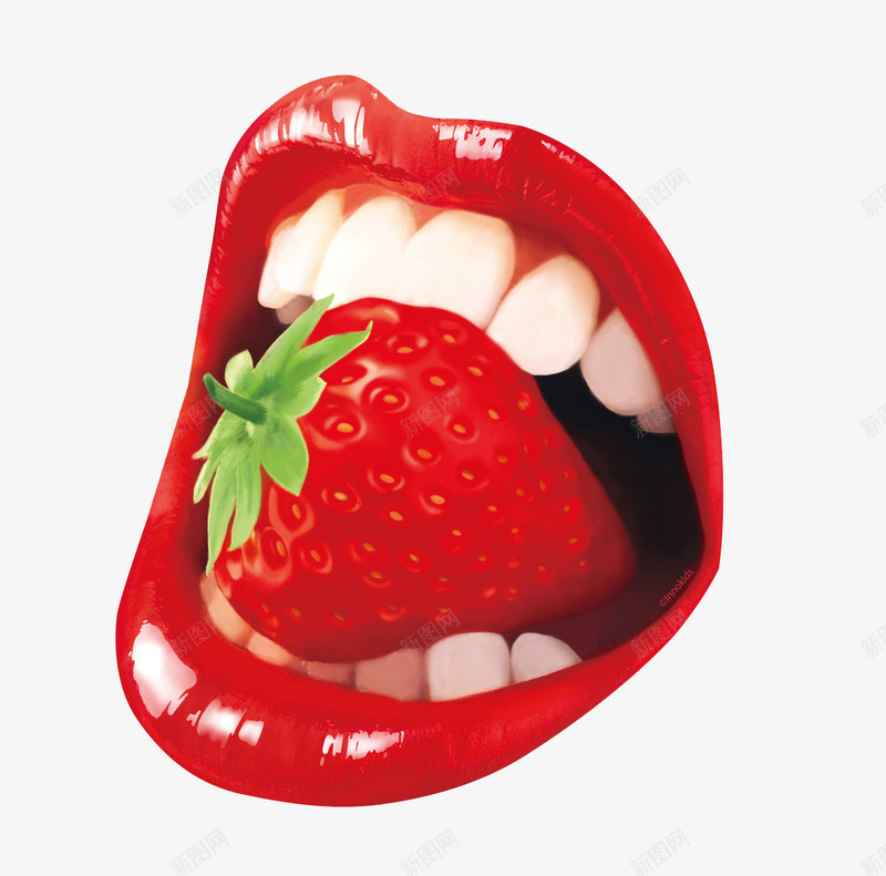 创意草莓嘴巴png免抠素材_88icon https://88icon.com 大红 海报素材 红色 造型