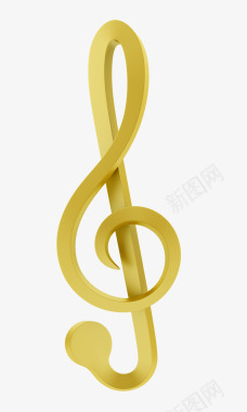 金色花边圆3D立体金色音符图标图标