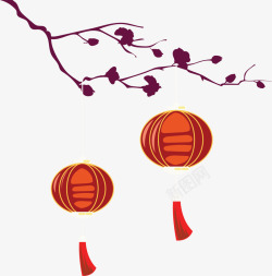春节红色灯笼挂饰素材