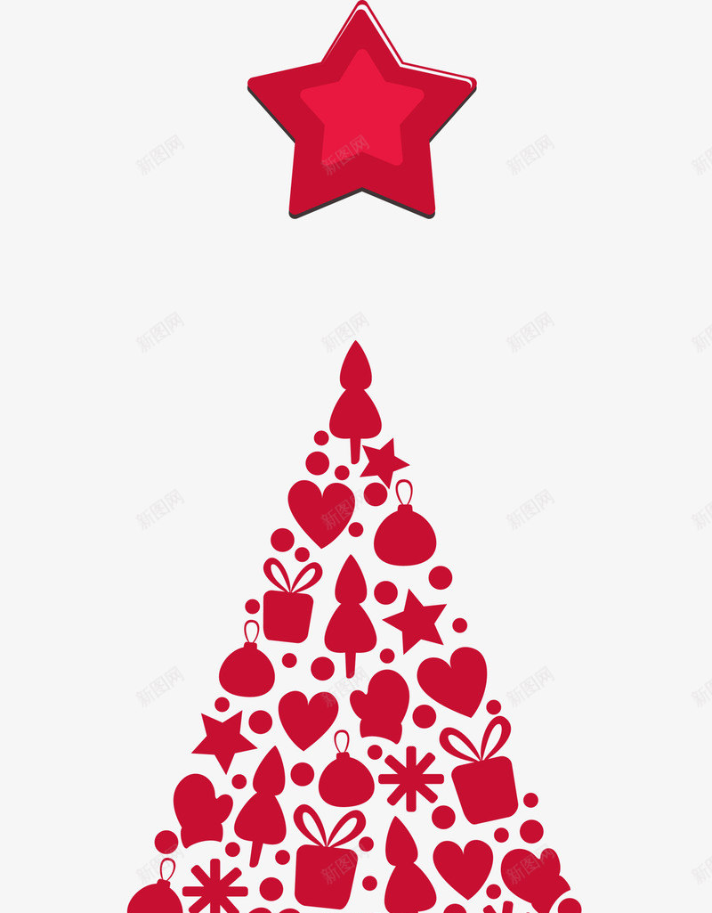 红色组合星星圣诞树png免抠素材_88icon https://88icon.com Christma Christmas Merry 冬日树木 圣诞快乐 圣诞树 圣诞节 红色树木 装饰图案