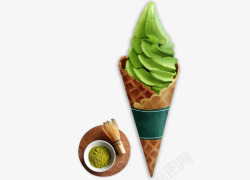 绿色的抹茶味冰淇淋素材