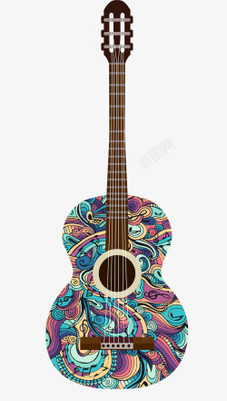 吉他花纹创意多彩吉他高清图片