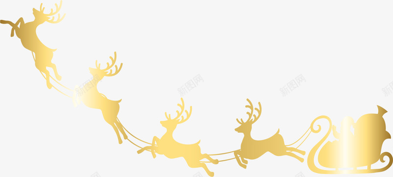 圣诞节金色麋鹿拉车png免抠素材_88icon https://88icon.com 圣诞节 金色光晕 金色圣诞老人 金色雪橇 金色麋鹿 麋鹿拉车 麋鹿挂件