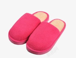 樱桃红纯色毛绒拖鞋素材