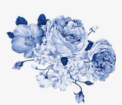青色花卉青花瓷古典花纹高清图片