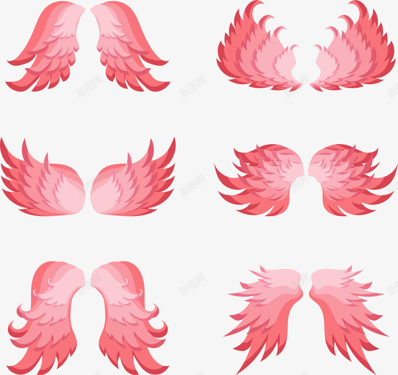 粉红色美丽的翅膀矢量图eps免抠素材_88icon https://88icon.com 矢量素材 粉红色 羽翼 翅膀 飞翔翅膀 矢量图