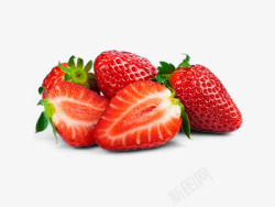 红色切开的草莓素材
