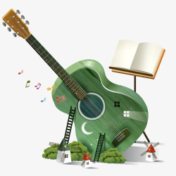 吉他教育类插画创意吉他插画高清图片