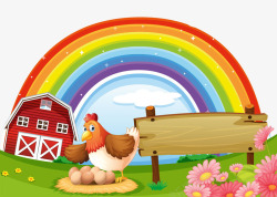 鸡子卡通彩虹与母鸡高清图片