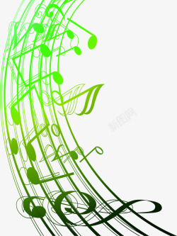 绿色清新音符创意手绘素材