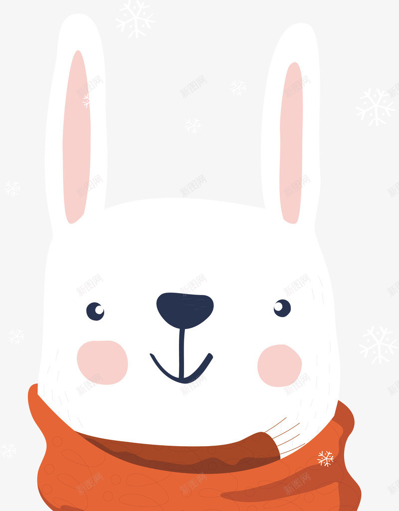 圣诞节卡通手绘系围巾白兔png免抠素材_88icon https://88icon.com 兔子 冬季 动物 卡通 卡通可爱小动物 圣诞节 小动物 白兔 红围巾 萌