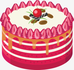 草莓果肉粉色蛋糕素材
