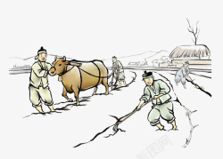 农耕文化中国风农耕图高清图片
