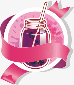 蓝莓汁美味的蓝莓汁和飘带简图高清图片