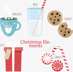 巧克力牛奶手绘食物和圣诞礼物高清图片