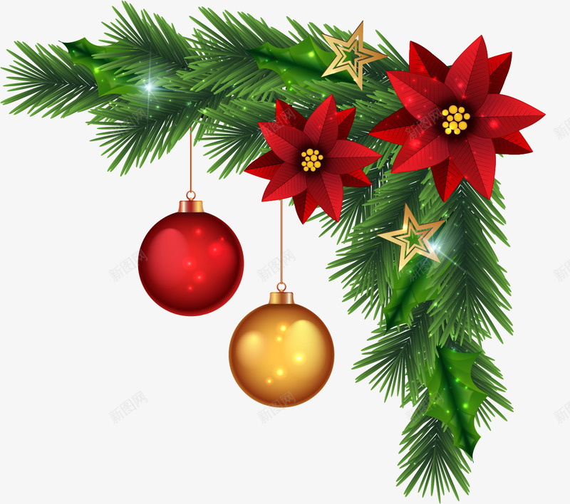 精美圣诞节植物装饰png免抠素材_88icon https://88icon.com 吊球 圣诞彩球 圣诞节 圣诞节装饰 星星 松树装饰 精美 节日