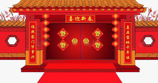 中国风春节回家过年背景png免抠素材_88icon https://88icon.com 中国风 回家过年 团圆 春节 红色