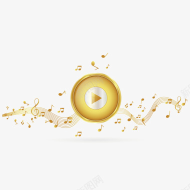 金色2019音乐播放矢量图图标图标
