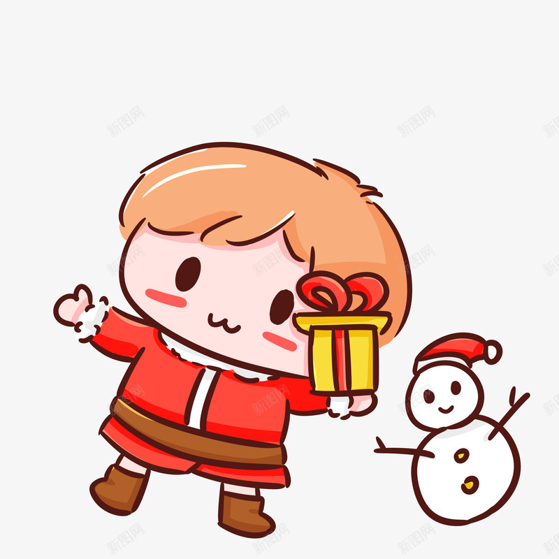 圣诞小孩和雪人以及礼物png免抠素材_88icon https://88icon.com 圣诞 圣诞节 小孩 雪人