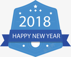 2018蓝色新年标签素材