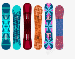 矢量滑雪板滑雪杆彩色几何图案滑雪板矢量图高清图片