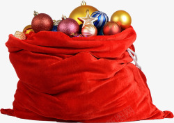 球状红色圣诞节礼品袋高清图片