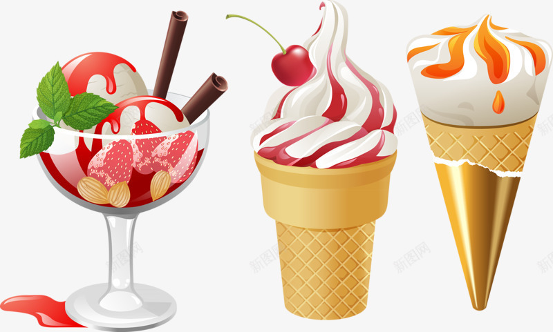 卡通冰淇淋雪糕装饰元素png免抠素材_88icon https://88icon.com 元素 冰淇淋 卡通 装饰 雪糕