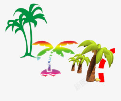 热带植物椰子树的不同形态素材