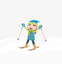 冬日开心滑雪矢量图素材