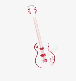 红色吉他红色线条吉他高清图片