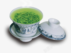 中国风茶杯一杯小清新的绿茶高清图片