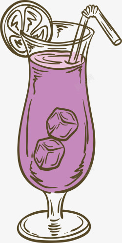 紫色加冰鸡尾酒矢量图素材