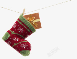 红绿色圣诞节袜子装饰素材