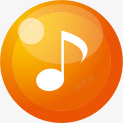 橘色圆形背景音乐播放功能图标高清图片