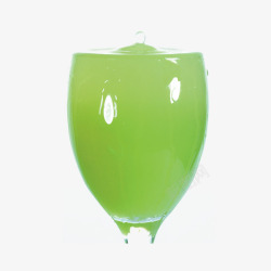 红酒杯内的绿色的果汁素材