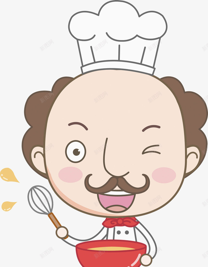 打鸡蛋的高兴厨师png免抠素材_88icon https://88icon.com 卡通 厨师 厨房用具 头像 小胡子 男人 表情