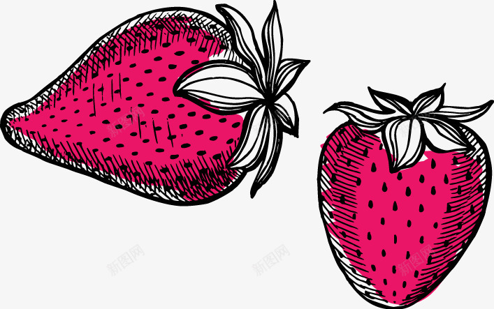 卡通手绘水果红草莓png免抠素材_88icon https://88icon.com 健康食品 卡通 手绘 有机 水果 红草莓