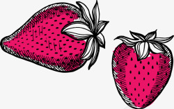 卡通手绘水果红草莓素材