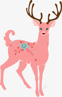 清新梅花鹿粉色美丽麋鹿高清图片