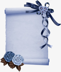 蓝色丝带装饰卷轴素材